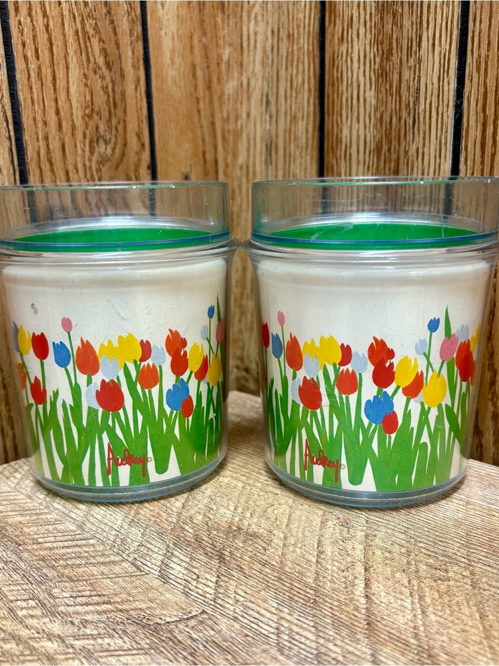 Vintage Thermo-Serv "Audrey" Tulip Insulated Tumblers (Set of 2)